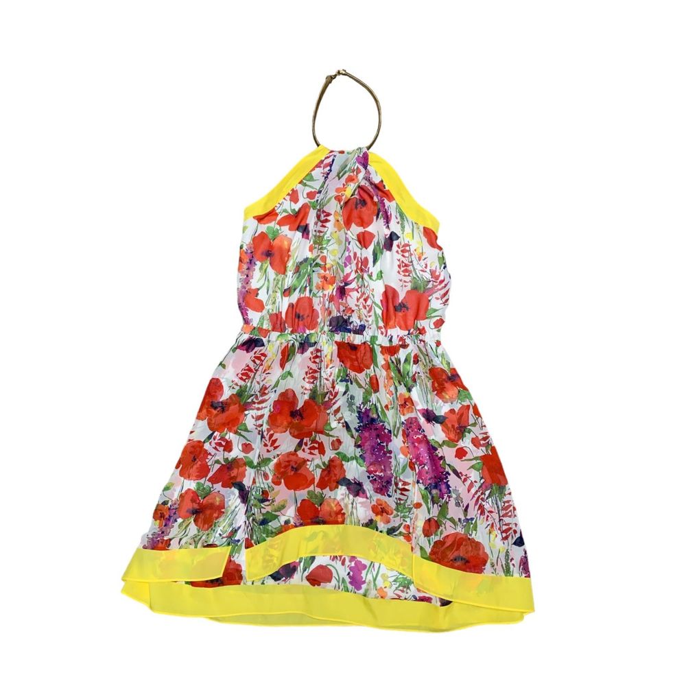Jessica Simpson, Yellow/Red/White/Green Floral Dress, Gold Necklace, Small, NWT